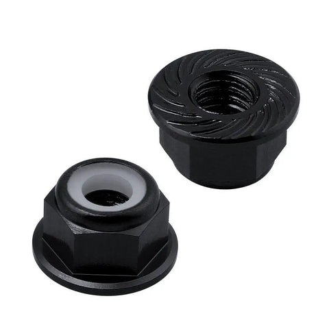 Aluminum M4 Flanged Nylon Lock Nuts For 1/10 Scale RC Cars And Trucks Self Tightening CNC Machined Lightweight Black