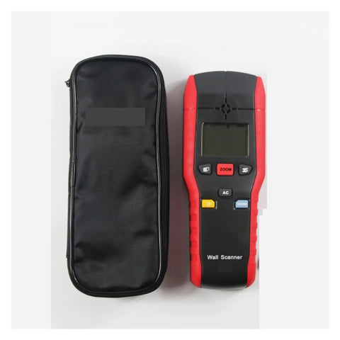 No Sweat Pro Grade Wall Scanner with LCD display and protective case, designed to find studs and wires.