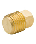 Legines solid brass pipe plug, 1/8 in NPT male threads, front view