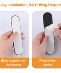 8 Pack Matte Black Aluminum Alloy Recessed Oval Sliding Door Handles For Barn Doors Closets Cabinets Drawers And Wardrobes 180mm Length Punch Free No Drill Easy Install Smooth Edges Rust Resistant Finish, adhesive install steps