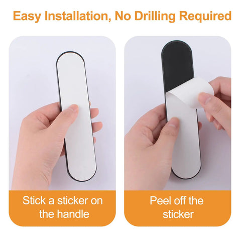 8 Pack Matte Black Aluminum Alloy Recessed Oval Sliding Door Handles For Barn Doors Closets Cabinets Drawers And Wardrobes 180mm Length Punch Free No Drill Easy Install Smooth Edges Rust Resistant Finish, adhesive install steps