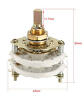2 Pole 6 Position Rotary Switch With Knob, Band Selector, 2 Deck, 14 Pin, Mount 9.7mm, Shaft 6mm, front view