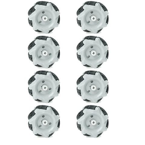 60Mm Mecanum Omni Wheels For DIY Robot Builds All Direction Drive Wheel Set 8 Pieces With TT Coupling ABS Rubber Gray Black Compatible