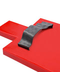 Top view of red Sturdy PU Concrete Stamp Mats 19.29 By 7.87 Inch Realistic Stone Texture Molds showing a black handle