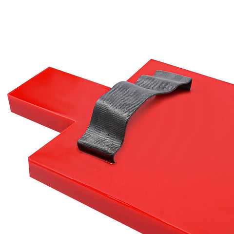 Top view of red Sturdy PU Concrete Stamp Mats 19.29 By 7.87 Inch Realistic Stone Texture Molds showing a black handle