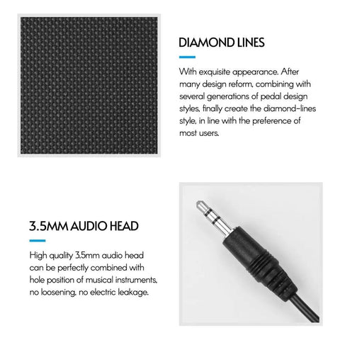 Close-up image of diamond-textured surface and 3.5mm audio head for Rock Solid Sustain Pedal With 3.5mm And 6.35mm Interface.