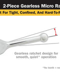 Gearless Micro Ratchet Set With 1/4-Inch And 3/8-Inch Drives, toothless design, 3-degree sweep for tight spaces, smooth operation