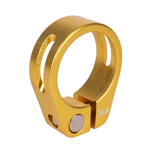 Heavy Duty Aluminum Alloy Seatpost Clamp For Mountain, Road And Casual Bikes, Fits 31.8mm And 34.9mm Seatposts, Gold Finish