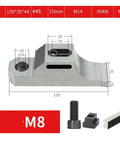 Premium Heavy Duty Side Clamp Vise For CNC Milling, High Precision One-Way Fixer With Unidirectional M8 Design shown with dimensions.