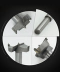 Close-up of Heavy Duty Forstner Bit Set With Carbide Tips And High Speed Steel Shank, showcasing sharp cutting edges.