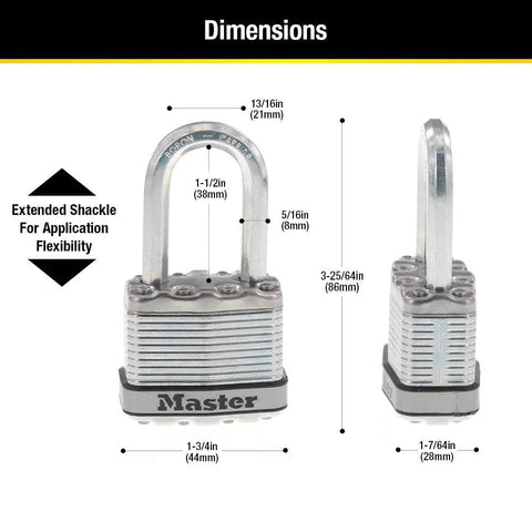 Dimensions of Weatherproof Outdoor Padlocks With Long Shackle Four Pack For Gates Fences And Sheds Keyed Alike