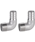 304 Stainless Steel Hose Barb Fitting 1 Inch Barbed To 1 Inch NPT Male 90 Degree Elbow For Water Fuel And Home Brew Pipe Fittings Pack Of 2