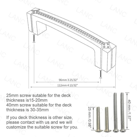 Gold Crystal Cabinet Pulls Set 10 Pack With Czech Crystal And Zinc Alloy Construction, 3.8 Inch Center-To-Center Diagram