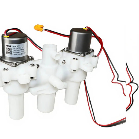12V DC Smart Toilet Bidet Dual Solenoid Water Valve Manifold ZNF-A 0.5-8 Bar Pulse Width 30ms Three Threaded Ports