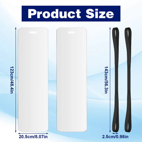 Two Pack Appliance Sliders For Refrigerators And Heavy Furniture, 48 By 8 Inch Moving Pads With Pull Straps shown with dimensions