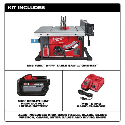 Heavy Duty 15 Amp Corded Table Saw Featuring 24.5 Inch Rip Capacity And Brushless Motor With Rack And Pinion Fence System, kit components included.