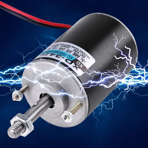 Reversible DC Motor 12V And 24V 30 Watt 3000RPM Copper Wound Silent Brushed Plug And Play Drive System close-up view with exposed shaft