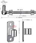 6 Inch J Bolt Gate Hinge And Wall Mount Hinge 2 Pack, Heavy Duty 304 Stainless Steel, One Piece No Weld Design, Ideal For Farm Fence Garden Metal Gates, Load Capacity Up To 500 Lb; dimensions shown