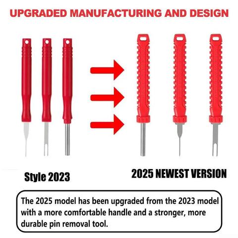 Side-by-side comparison of 2023 and 2025 red handles in 30 Piece Terminal Removal Tool Kit With Stainless Steel Extractors For Electrical Connectors And Harness Maintenance Red Built Tough For Safe Pin Extraction And Quick Wiring Repairs In Electronics Projects Must Have