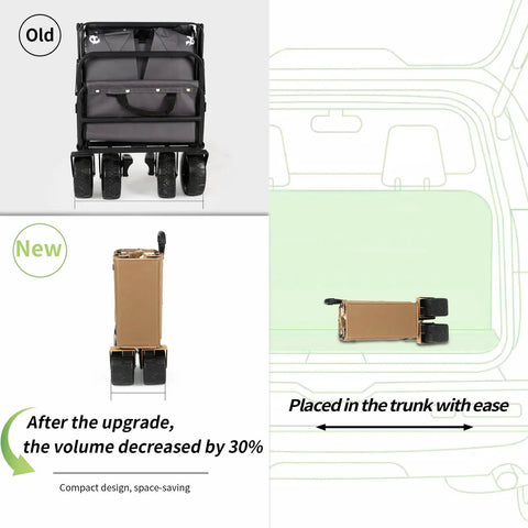 Collapsible Folding Wagon With Built In Table And All Terrain Heavy Duty Utility Cart compact design fits in car trunk