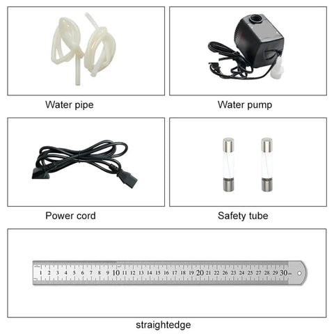 Thirty Centimeter Shop Ready Acrylic Bender Machine Featuring A Dependable Water Cooled Heating Element Precise Angle Regulator Bracket And Smooth Plastic Plate Heater Rig For Straight And Snappy Workshop Fabrication Work accessories including water pump, pipes, and power cord.