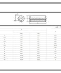 Diagram and size chart for Split Spring Dowel Pin M8 304 Stainless Steel Roll Pin 16 To 80mm Heavy Duty Gear Fastener.