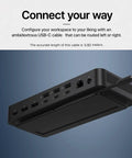 Top Shelf Thunderbolt Five 300W Docking Station Packs Thirteen In One USB C Multiport Hub showing rear connectivity ports for efficient setup.
