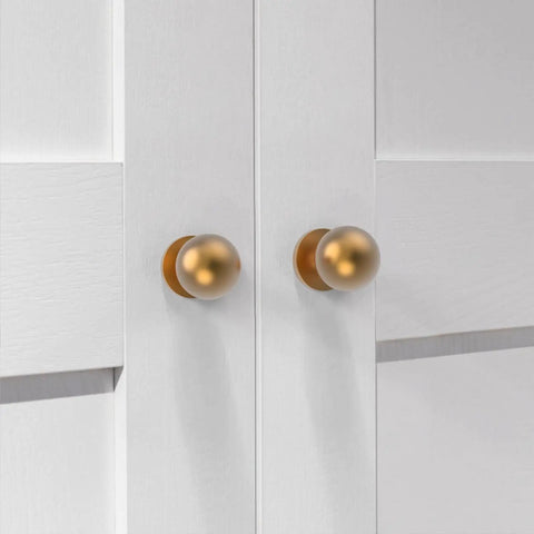 10 Pack 1 Inch Champagne Bronze Round Solid Ball Cabinet Knobs And Drawer Pulls Hardware For Kitchen And Bathroom Cabinets Durable Solid Metal Hardware Dope Look on white cabinet doors