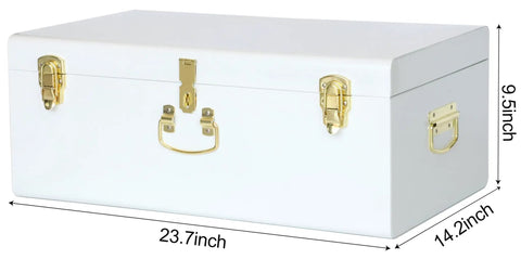 Straight Up Practical Large Metal Trunk Storage Box With Reinforced Carry Handles And Clean Macaron Finish Lightweight Footlocker Organizer For College Dorms And Decluttered Home Spaces