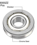 Real Deal V6000ZZ V Groove Bearing Pair Featuring Double Metal Shielded Chrome Steel Rollers, close-up of a shielded roller.