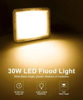 JUDYSSY Led Flood Lights Outdoor 30W, IP67 Waterproof Garden Security Lights, 30W LED flood light with wide beam angle.