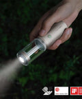 Hand holding Rechargeable Outdoor Rugged Camping Flashlight Three In One Lantern With 3100mAh Power IP66 Waterproof Tent Light