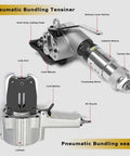 Tough As Nails Pneumatic Steel Strapping Machine Split Banding Tool Rock Solid Tensioner And Cutter Sealer components labeled