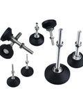 Heavy Duty Universal Adjustable Leveling Feet 4 Pack Built Like A Tank Stabilizer Pads with swivel glide locks, metal threads visible.