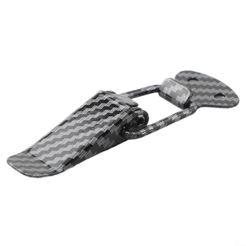 Set Of 2 Carbon Fiber Style Bumper Lock Clips With Quick Release Hooks Heavy Duty Auto Exterior Panel Fasteners shown close-up