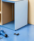 Push On Quick Fitting Furniture Panel Clips 12 Pcs One Hand Connectors shown near a partially assembled cabinet.