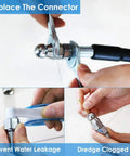 Heavy Duty Sewer Jetter Kit For Pressure Washers, 100 Ft Hose, 5800 PSI Drain Cleaner with nozzle installation close-up.