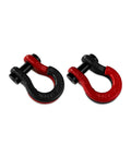 Beefy Split Shackle One Half Inch Quick Attach Recovery Shackle For ATV SxS UTV Side By Side Powersports Four Thousand Lb Capacity Forged Chromoly Steel Fits Five Eighth Inch Pins Black And Flame Red Color Combo