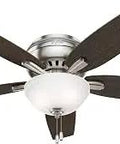52 Inch Indoor Ceiling Fan With LED Light Kit Pull Chain Low Profile Hugger Flush Mount For Bedroom Or Living Room 5 Blades Includes LED Bulbs