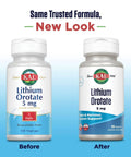 Lithium Orotate 5 Mg Supplement For Mood Support And Chill Chelated Mineral Formula With Organic Rice Bran Base 120 VegCaps bottles before and after design