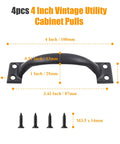 4 Pack Vintage 4 Inch Barn Door Pulls And Cabinet Handles Set Screw In Drawer Pulls Black Durable Metal Hardware with screws