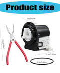 Washer Drain Pump Motor Assembly 4681EA2001T with pliers, black plastic housing, and O-ring, 3in x 3.1in