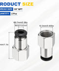 Push To Connect Pneumatic Fittings 5/32 Inch Tube OD 1/8 NPT Female Nickel Plated Brass Straight Quick Connect Adapter size chart