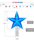 Lit Fourth Of July Decor Red White Blue Stars String Lights 17Ft 50 LED Waterproof Connectable Patriotic Fairy Lights