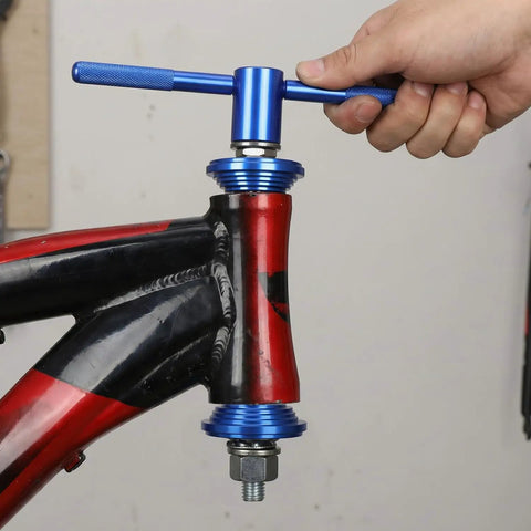 Bicycle Headset And Bottom Bracket Press Tool Set, Aluminum Alloy Build, precision installation on red bike frame