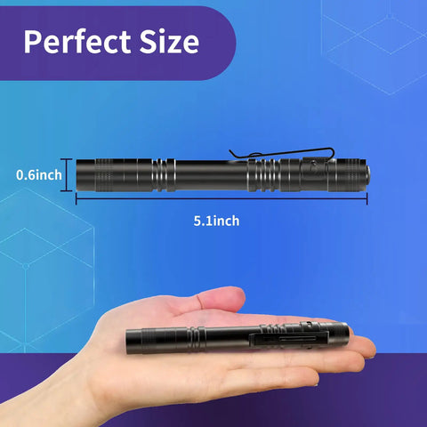 Two Pack 395nm UV Black Light Flashlights Mini Pen Light With Clip Waterproof For Pet Urine Stains Bed Bugs Hotel Inspection Dry Stains Leak Detection Scorpion Areas And Hidden Marks, 5.1in aluminum