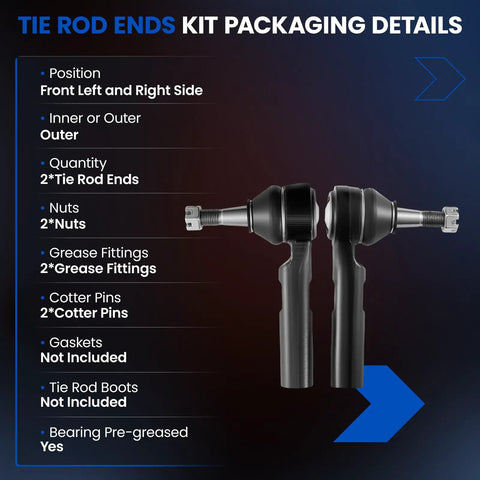 Chevy Tahoe Silverado Suburban Front Outer Tie Rod Ends Kit ES3493T 1999-2006 Replacement For Cadillac Escalade 2002-2006 GMC Sierra 1500 Yukon 1999-2006 Durable Steering Stability front and rear parts