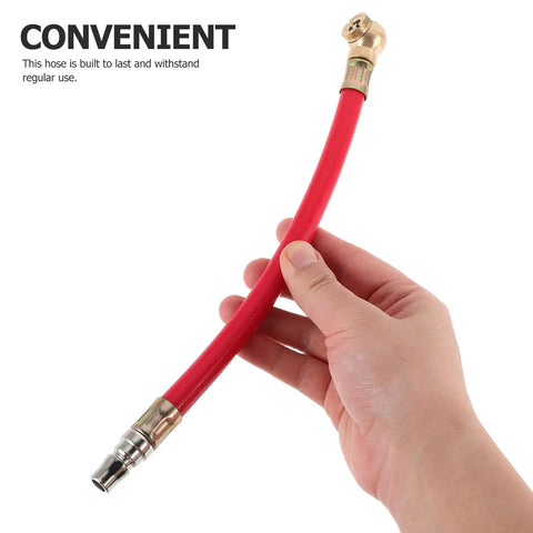 Sick Looking Red Rubber Air Pump Hose Works With Motorcycle And Electric Bike Single Head Tire Inflator With Copper Fittings For Fast Pumping Air And Easy Operation For All Your Tire Repair Needs Right Now, red rubber hose with copper fittings