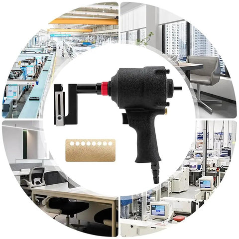 Beefy Pneumatic Hole Punch Tool With 360 Degree Rotating Head in industrial and office settings