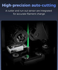 K2 Plus Extruder Kit With Built In Filament Runout Sensor, Beefed Up 80N Torque, Dual Gear System For Smooth Precise Filament Feeding, Easy Upgrade For K2 Plus K2 And K2 Pro Machines, close-up of cutter and sensor